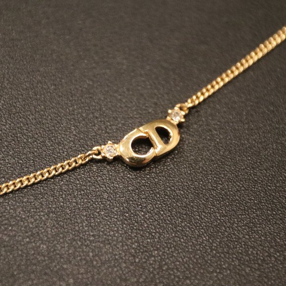 Dior Rhinstone Pair Set Gold Necklace Like New Vintage Pendant Christine Dior - Picture 1 of 13